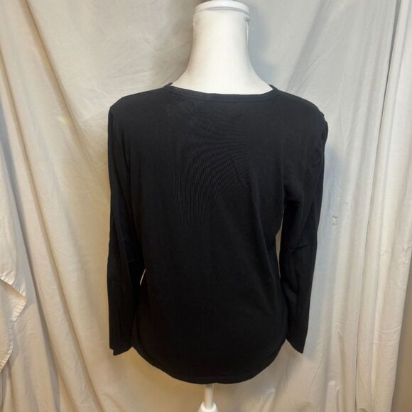 Lauren Ralph Lauren LRL Emblem Bling Black Long Sleeve Top Shirt Womens Designer - Picture 4 of 5